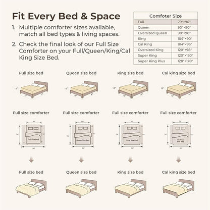 Litanika Beige Full Comforter Set, 3 Pieces Cream Tufted Boho Farmhouse Bedding Comforter Sets, Lightweight Fluffy Comforter Bed Set for All Season (79x90In Comforter and 2 Pillowcases)