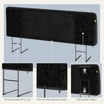 4.7" Upholstered Headboard for King Size Bed, Height Adjustable and Ergonomic Headboard, Easy Assemble, Sturdy and Durable, Starry Night Black
