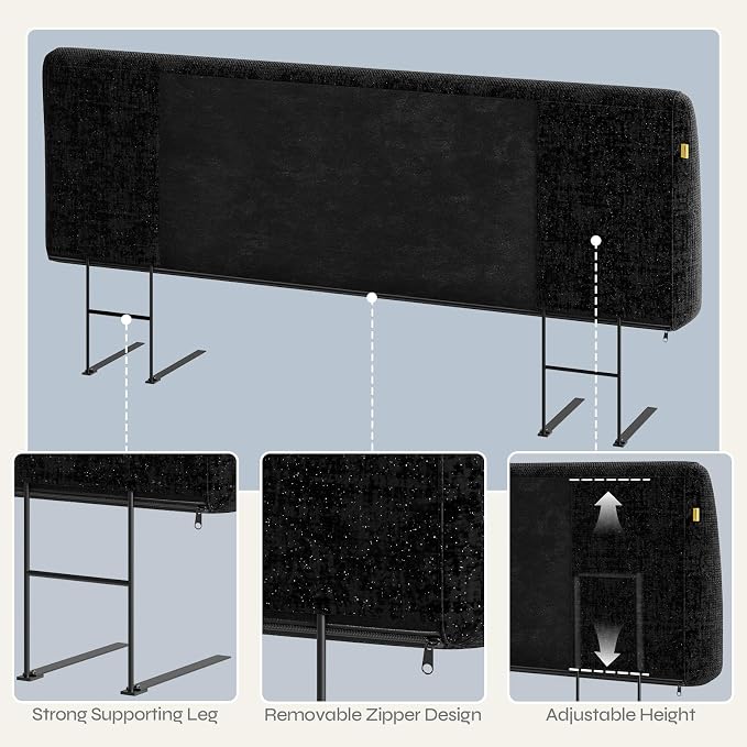 4.7" Upholstered Headboard for Queen Size Bed, Height Adjustable and Ergonomic Headboard, Easy Assemble, Sturdy and Durable, Starry Night Black