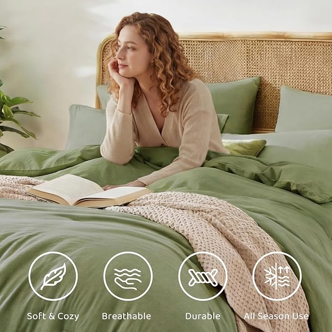 WRENSONGE Super King Comforter Set - 7 Pieces Sage Green Soft Bed in a Bag Super King with Fitted Sheet, Flat Sheet, 2 Pillow Shams, and 2 Pillowcases- Warm Bedding Sets for All Season