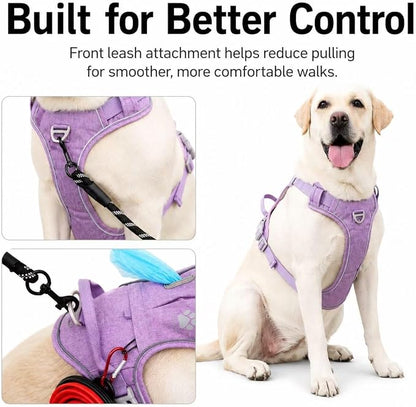 No Pull Dog Harness with Built-in Hidden AirTag & GPS Tracker Holder, Reflective Adjustable Escape-Proof Vest Harness for Small & Medium Dogs (Purple, S)