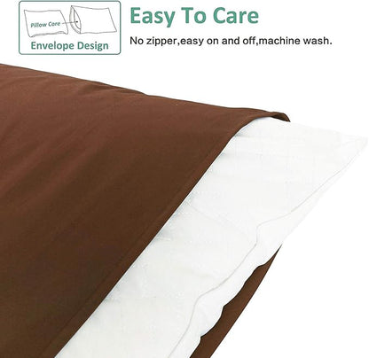 NTBAY King Pillowcase Set - 2 Pack Brushed Microfiber 20x40 Pillowcases - Soft, Wrinkle-Free, Fade-Resistant, Stain-Resistant, Brown Pillowcases with Envelope Closure - 20x40 Inches, Brown