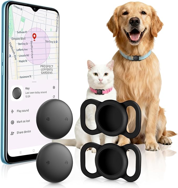 Android Smart GPS Dog Collar, Mini Pet Activity Tracker No Monthly fee | GPS Cat Collar Android Finder Tag, Anti-Lost Locator for Pets, Kids, Vehicles, items 2 Pack