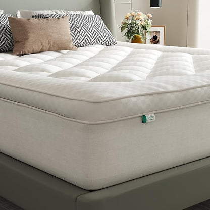 Novilla King Mattress Topper, Extra Thick Pillow Top - Overfilled Hotel Luxury Mattress Pad Cover for Back Pain Relief, Breathable Fluffy Down Alternative Fill, 8-21” Deep Pocket, Oatmeal