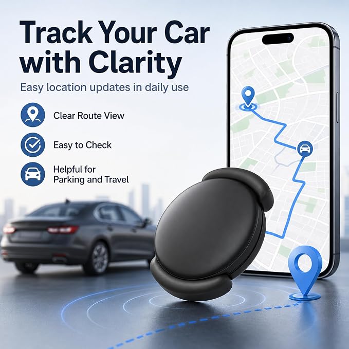 GPS Tracker for Vehicles – No SIM Required, Hidden Magnetic Car Tracker, Real-Time GPS Tracking for Kids, Car, Pets, No Monthly Fee, Works with Apple Find My, 2026 Upgraded (HITAG-2)