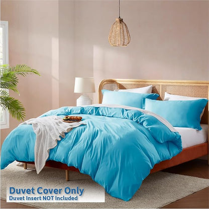 Nestl Bright Blue Duvet Cover King Size - Soft Double Brushed King Duvet Cover Set, 3 Piece, with Button Closure, 1 Duvet Cover 104x90 inches and 2 Pillow Shams