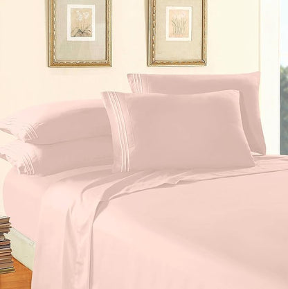 Elegant Comfort Luxury 1500 Premium Hotel Quality Microfiber 4-Piece Sheet Set - Wrinkle Resistant, All Around Elastic Fitted Sheet, Deep Pocket up to 16", Full, Blush