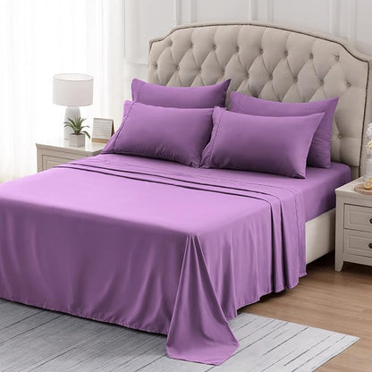 SLEEP ZONE Super Soft Cooling Bed Sheets Set Twin XL 3 Piece - Easy Care Fitted Flat Sheet & Pillowcase Sets - Wrinkle Free, Fade Resistant, Deep Pocket 16" (Lavender, Twin XL)