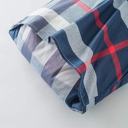 Cottonight Blue Plaid Comforter Set Twin Kids Bedding Set Navy Buffalo Checkered Comforter Lightweight for Boys Teens Soft Cozy