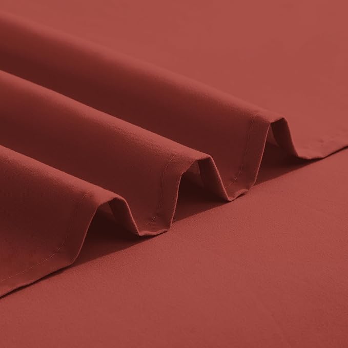 Elegant Comfort Luxurious 1500 Premium Hotel Quality Microfiber Three Line Embroidered Softest 5-Piece Bed Sheet Set, Wrinkle and Fade Resistant, Split King, Rust