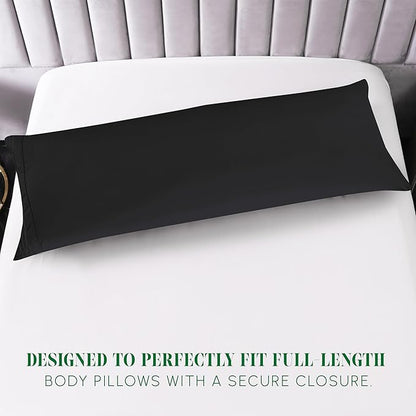 Elegant Comfort Luxury Ultra-Soft 1-Piece Body Pillowcase - 1500 Premium Hotel Quality Microfiber Double Brushed - Wrinkle Resistant, Body Pillowcase Size, Black