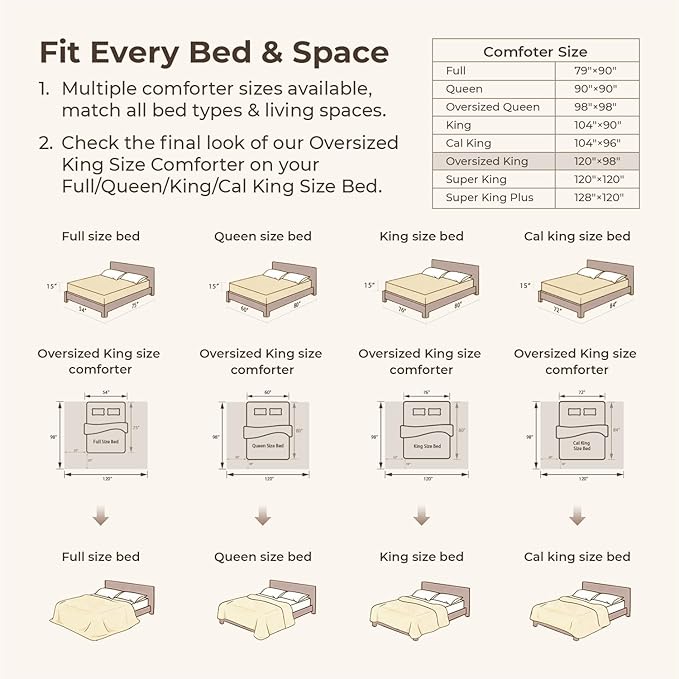 Litanika Beige Oversized King Size Comforter, 3 Pieces Cream Tufted Boho Farmhouse Bedding Comforter Sets, Lightweight Fluffy Bed Set for All Season (120x98In Comforter and 2 Pillowcases)
