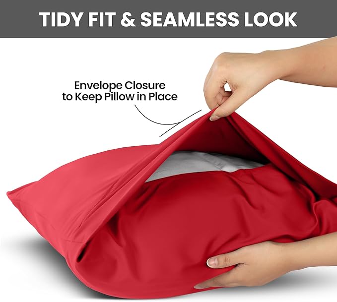 Utopia Bedding King Pillow Cases - 2 Pack - Envelope Closure - Soft Brushed Microfiber Fabric - Shrinkage and Fade Resistant Pillow Covers King Size 20 X 40 Inches (King, Red)