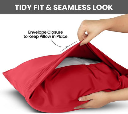 Utopia Bedding Queen Pillow Cases - 2 Pack - Envelope Closure - Soft Brushed Microfiber Fabric - Shrinkage and Fade Resistant Pillow Covers Queen Size 20 X 30 Inches (Queen, Red)