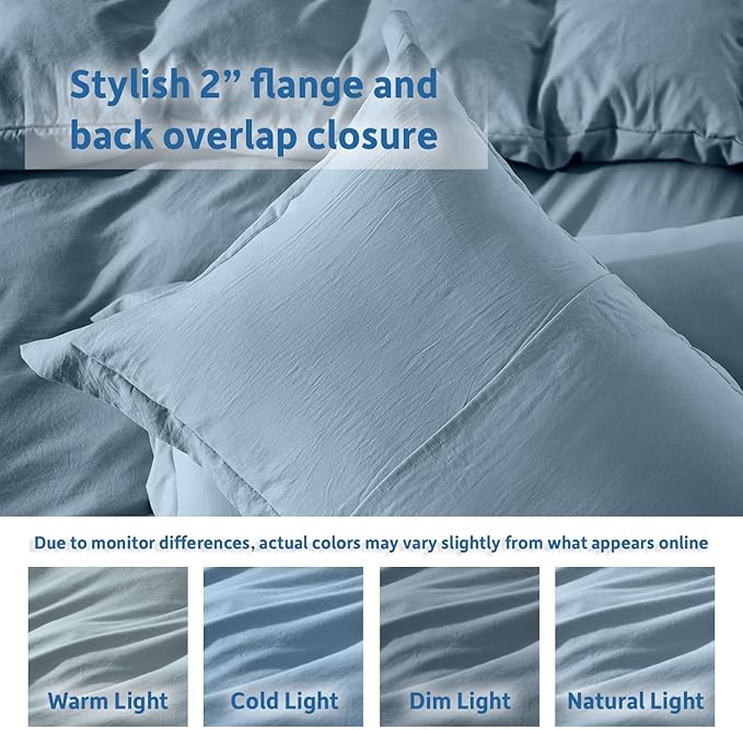 Nestl Stone Blue California King Duvet Cover Sets - Soft Prewashed Cal King Duvet Cover, 3 Piece, with Zipper Closure, 1 Duvet Cover 104x98 inches and 2 Pillow Shams