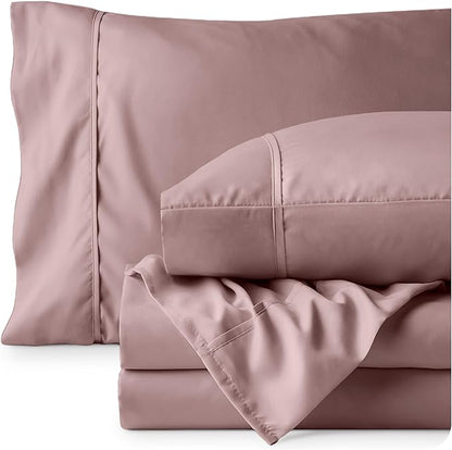Bare Home California King Sheet Set - 1800 Ultra-Soft Microfiber Cal King Bed Sheets - Double Brushed - Deep Pockets - Easy Fit - 4 Piece Set - Bed Sheets (California King, Mauve)