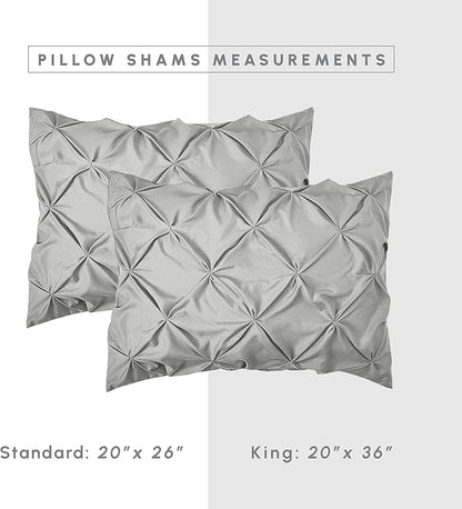 Elegant Comfort 8-Piece Pinch Pleated Comforter Set - All Season Complete Bed in a Bag, Includes 4pc Smart Sheet Set, Bed Skirt, Comforter, Matching Pillowcases and Shams, Full/Queen, Light Gray