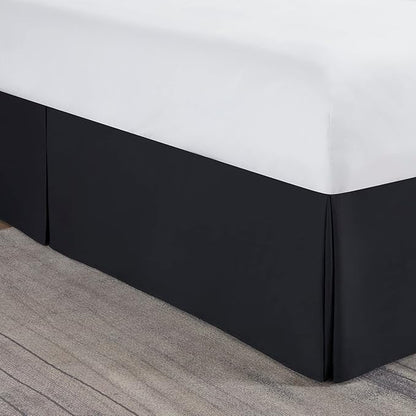 Nestl Black Full Bed Skirt - Full Size Bed Skirt 14 Inch Drop - Brushed Microfiber Bed Skirts - Hotel Quality Pleated Bed Skirt - Shrinkage & Fade Resistant