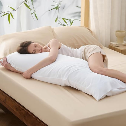 Bedsure Body Pillow Cover, Cooling Body Pillow Pillowcase for Hot Sleepers, Rayon Derived from Bamboo White Pillowcase, PureWoven Silky Soft Long Pillow Case Cover with Envelope Closure, 20x54 Inches
