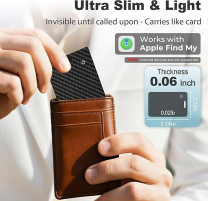 [Apple MFi Certified] 2 Pack Wallet Tracker Card with Apple Find My (iOS Only) Rechargeable Air Tracker Tags Bluetooth Wallet Finder IP68 Waterproof GPS Tracker Item Finder for Keys, Bags, Passport