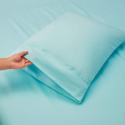 Nestl Twin XL Size Sheet Set, 4 Piece Extra Deep Pocket (18-24 inches), Microfiber, Hotel Luxury, Soft, Breathable, Wrinkle-Free, Easy to Care, Light Blue
