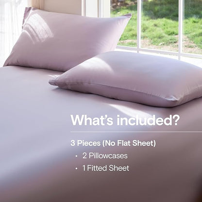 DOZ Sheet Set, 100% Viscose derived from Bamboo, Organically Grown, Buttery Soft, Cooling Sheets, High GSM, Deep Pockets - 3 Piece - 2 Pillowcases 1 Fitted Sheet (Lavender, Cal King)