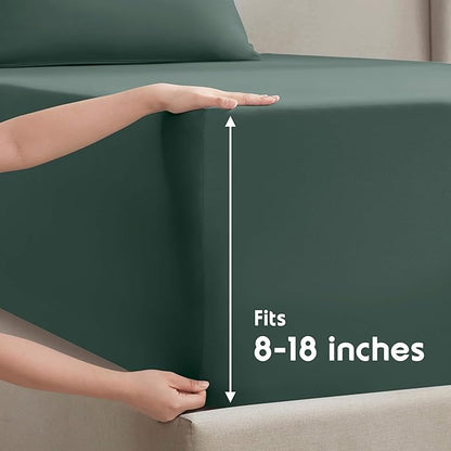 Nestl Queen Sheet Set - Luxury 1800 Ultra-Soft Microfiber Bed Sheets - Double Brushed - Deep Pockets - Easy Fit - 4 Piece Set - Bedding Sheets & Pillowcases (Queen, Forest Green)