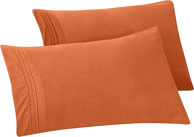 Elegant Comfort Solid Pillowcases 1500 Premium Hotel Quality Microfiber - Smooth Weave, Wrinkle and Fade Resistant, Easy Slip-On, 2-Piece Set, Standard/Queen Pillowcase, Coral
