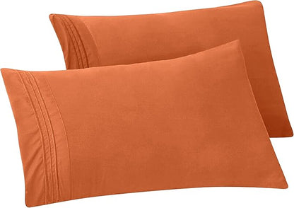Elegant Comfort Solid Pillowcases 1500 Premium Hotel Quality Microfiber - Smooth Weave, Wrinkle and Fade Resistant, Easy Slip-On, 2-Piece Set, Standard/Queen Pillowcase, Coral