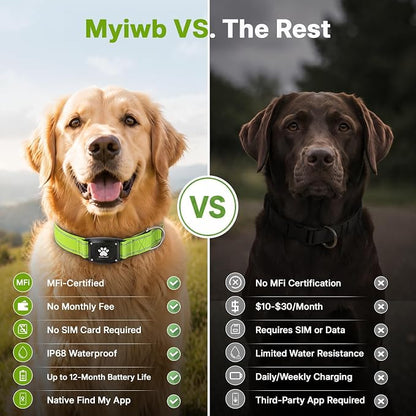 GPS Dog Collar Tracker 2-in-1,Reflective Waterproof Pet Collar,iOS-Only,No Monthly Fees,Unlimited Range,Dog Tracking Collar Pet Tracker,for Small Medium Large Dogs(S (12.5"-16"), Green)