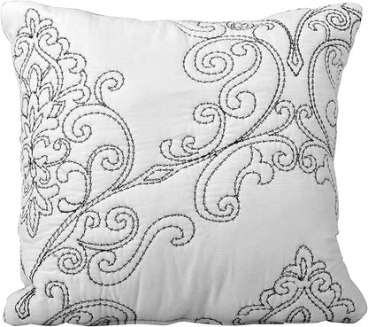 Home Soft Things Damask 4 Piece Bedspread Set, Scalloped Edge Reversible Quilt Coverlet Comforter Prewashed Bedding Set, Matelasse Embossed Floral Solid Pattern,White Oversize Queen(110" x 120")