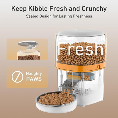 Automatic Cat Feeder, 3L Cat Food Dispenser with Anti-Jam Design, Over 180-day Battery Life, 1-6 Meals Per Day with Stainless Steel Cat Bowl, Keep Dry Food Fresh, Timed Pet Feeder Also for Small Dog
