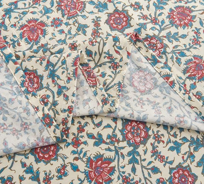 DAUAOTO Cotton Sheets Set California King Printed Bedding Sets, Country Rustic Floral Pattern Bedlinen for Cal King Bed Up to 14" Deep Mattress
