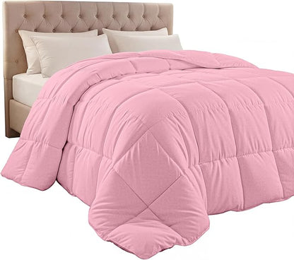 Utopia Bedding Comforter Duvet Insert, Quilted Comforter with Corner Tabs, Box Stitched Down Alternative Comforters Twin Size (Pink)