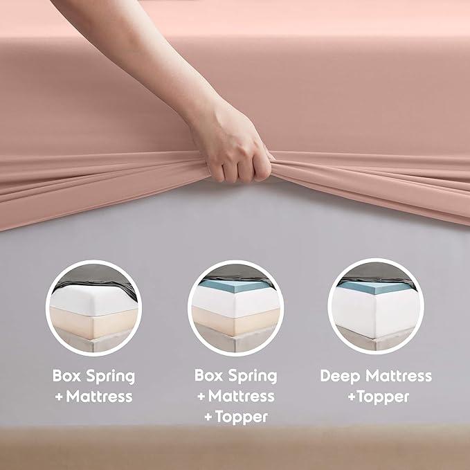 Nestl Queen Sheet Set - Luxury 1800 Ultra-Soft Microfiber Bed Sheets - Double Brushed - Deep Pockets - Easy Fit - 4 Piece Set - Bedding Sheets & Pillowcases (Queen, Peach Beige)