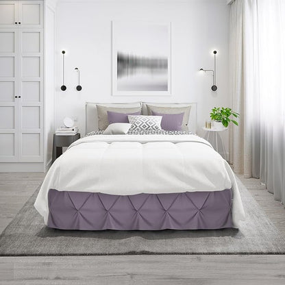 Nestl Grayish Purple Bed Skirt Full Size, Pinch Pleat Full Bed Skirt, 14" Inch Full Bedskirt, Hotel Quality Grayish Purple Bed Skirts, Microfiber Bedskirt for Full Bed, Grayish Purple Full Bed Skirt