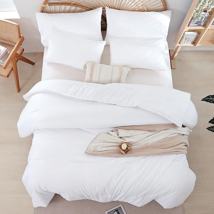 weigelia King Size Comforter Set Soft Microfiber 3 Piece Comforters Set for Men, Women and Girls White Lightweight Alternative Comforter for All Season (1 Comforter, 2 Pillowcases)