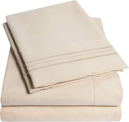 1500 Supreme Collection King Sheet Sets Beige Cream - Luxury Hotel Bed Sheets and Pillowcase Set for King Mattress - Extra Soft, Elastic Corner Straps, Deep Pocket Sheets, King Beige Cream