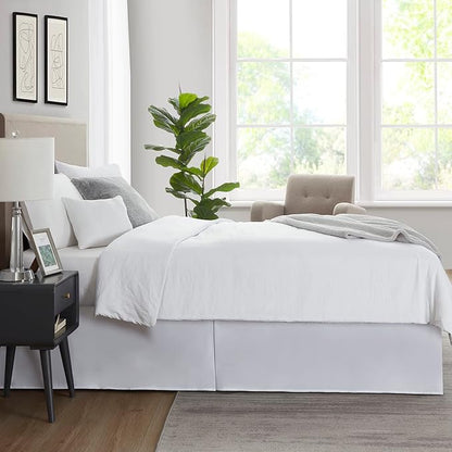 Nestl White Bed Skirt Cal King Size - Cal King Bed Skirt 14 Inch Drop - Brushed Microfiber Bed Skirts - Hotel Quality Pleated Bed Skirt - Shrinkage & Fade Resistant