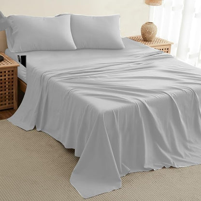 DREAMCARE Sheet Set, 4pcs Twin XL - Extra Deep, Cooling Microfiber, Luxury Hotel Bed Sheets with Side Pocket, L. Gray