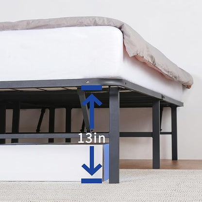 Olee Sleep 14 Inch Foldable Metal Platform Bed Frame, Steel Mattress Foundation, Comfort Base, Easy Under Bed Storage, No Box Spring Needed, Twin Size