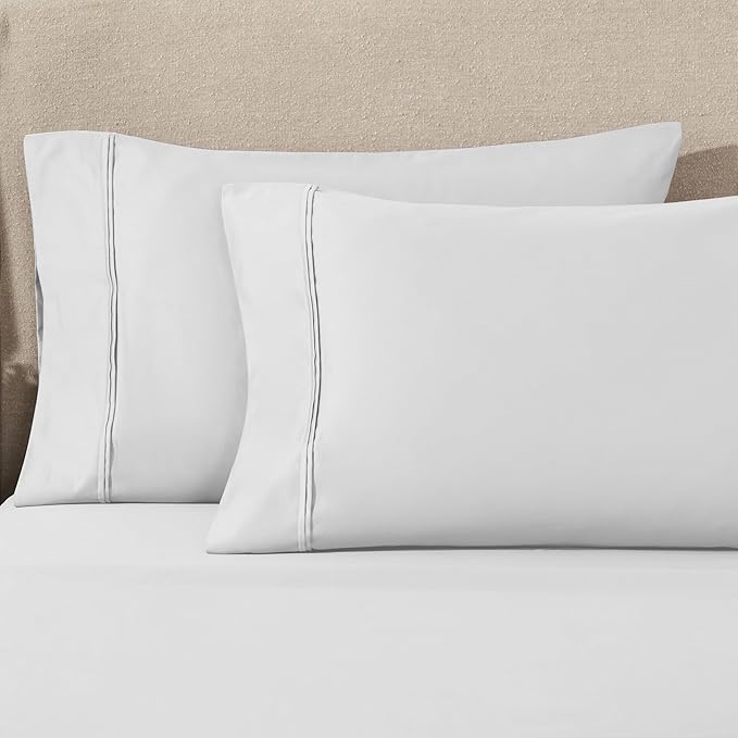 Superior 1200-Thread Count Egyptian Cotton Solid Pillowcase Set, Platinum