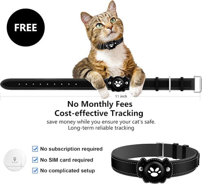 2-in-1 GPS Tracker for Cats: Smart Pet Collar with Real-Time Tracking,No Monthly Fee/Subscription (iOS & Android) Waterproof, Anti-Lost,365-Day Long Battery Life GPS Tracker Cat Collar (Black)