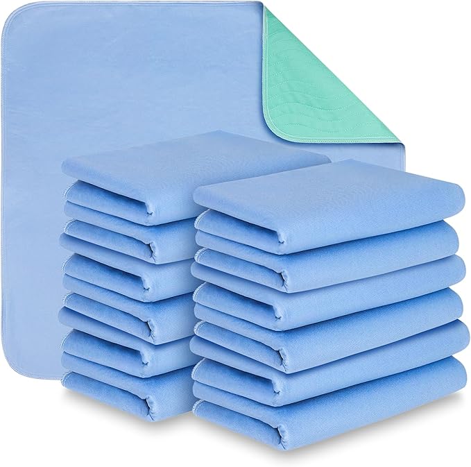 Hearth & Harbor Incontinence Bed Pads Washable Waterproof 34”x36”, Washable Pee Pads for Adults, Elderly, Kids & Pets, Heavy Absorbency Pads for Beds for Incontinence Adults 12 Pack Reusable Underpads