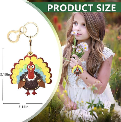 BORKUANA Leather Keychain Holder Case Compatible with AirTag,Cute Protective Cover with Keyring