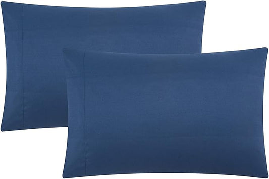 EVOLIVE Ultra Soft Brushed Microfiber King Size 20"x40" Pillowcases Pair with Envelope Clousure Set of 2 (20"x40" King, Navy)