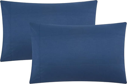 Evolive Ultra Soft Brushed Microfiber Standard Size 20"x30" Pillowcases Pair Set of 2 with Envelope Closure (20"x30" Standard, Navy)