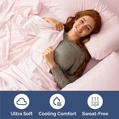 Split King 7 Piece Sheet Set - Comfy Breathable & Cooling - Soft Hotel Luxury Bedding Set w/ 8-16 Inch Deep Pockets - 1 Flat & 2 Fitted Sheet & 4 Pillowcases - Wrinkle Free & Easy Care - Lavender Pink