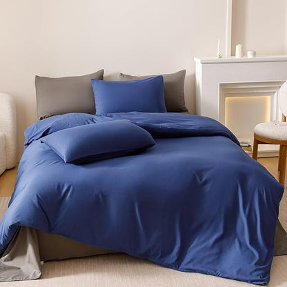 Luxlovery Royal Blue Comforter Set King Women Men Solid Comforter Bright Blue Bedding Set Fluffy Soft Breathable Blanket Quilts with 2 Pillowcases for King Bed