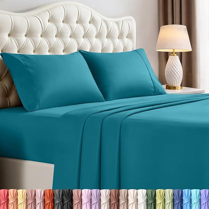 Utopia Bedding California King Size Sheet Set – 4 Piece Bed Sheets, Soft and Breathable Microfiber, Includes 1 Fitted Sheet, 1 Flat Sheet and 2 Pillowcases – Oeko Tex (Denim Blue)